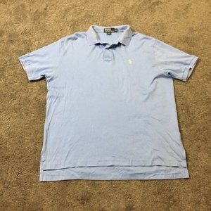 Ralph Lauren Polo Shirt Adult Extra Large Blue Yellow Pony Golfer Rugby Cotton